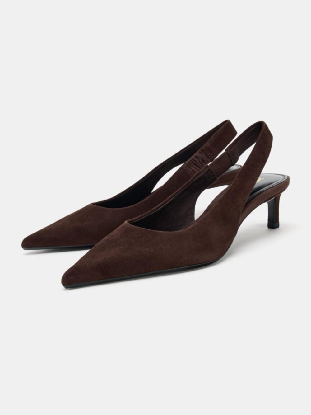 ZARA Suede Kitten Heel Slingbacks - Chocolate Brown / Size 9 (EU 40) NWT